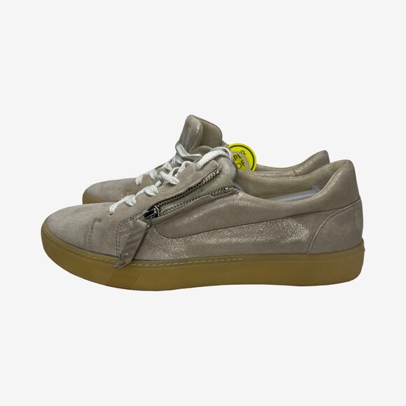 Paul Green Super Soft Leather Sneakers UK 7 ≈ US 9.5 Beige Metallic Suede - Picture 11 of 12